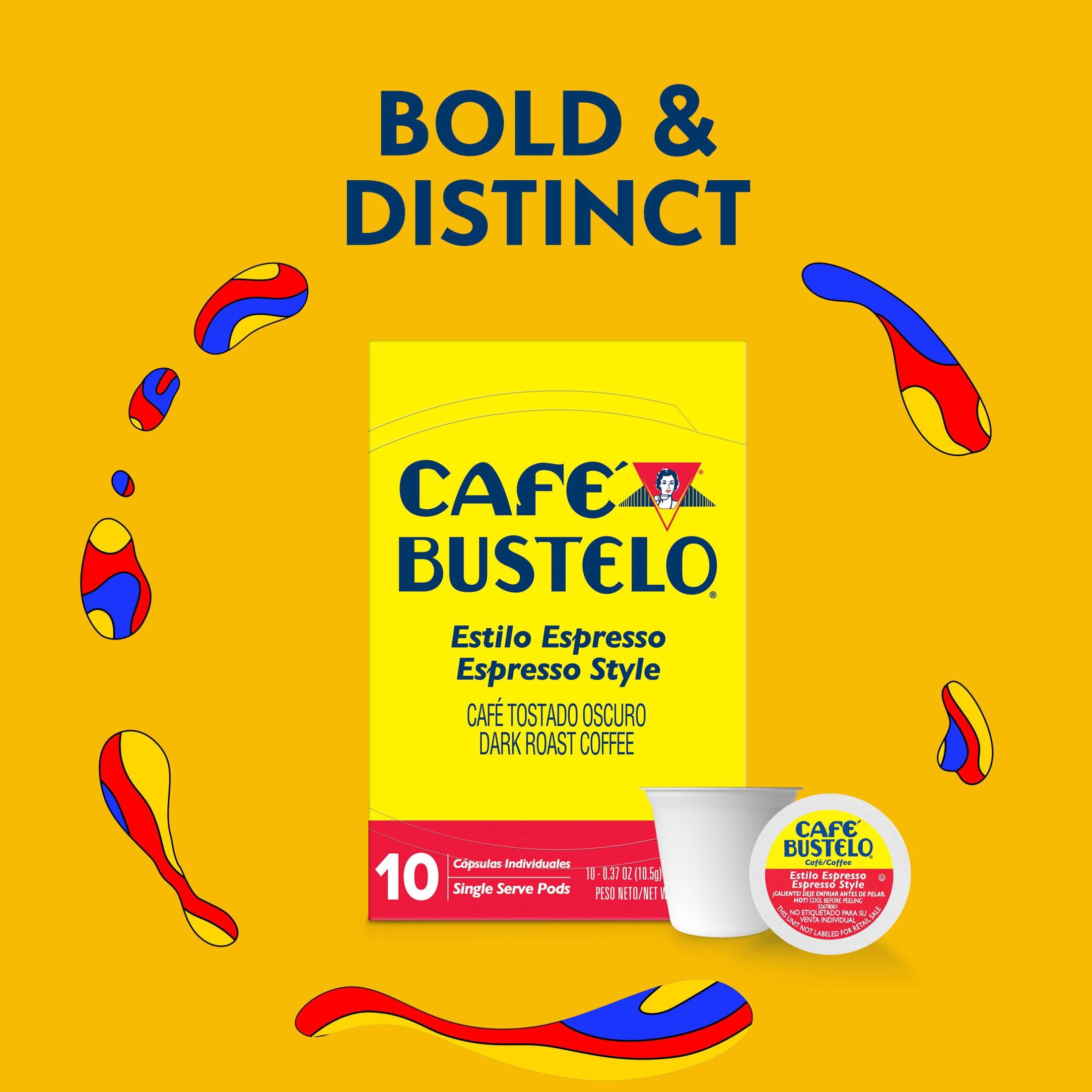 Cafe Bustelo Espresso Style Dark Roast Coffee, Single Serve Pods, 10 Count