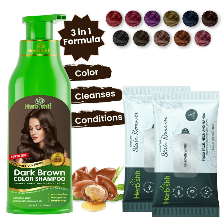 Herbishh Hair Color Shampoo 10 Sachet 1 Argan Hair Mask Pouch | 3 In 1