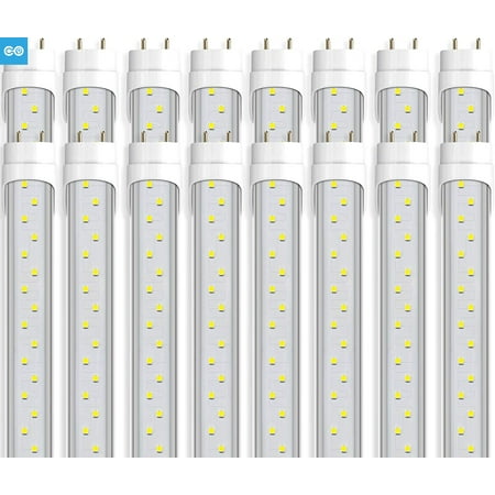 

T8 T10 T12 LED Light Tube 4FT 24W 6000K (Super Bright White) 3200 Lumens Dual-End Powered Clear Cover T8 T10 T12 Fluorescent Light Bulbs Replacement ETL Listed Ballast Bypass 16