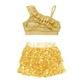 thumbnail image 4 of Aislor Kids Girls Sequin Dance Dress Metallic Crop Top with Skirt Jazz Latin Hip Hop Dancewear Gold 6, 4 of 7