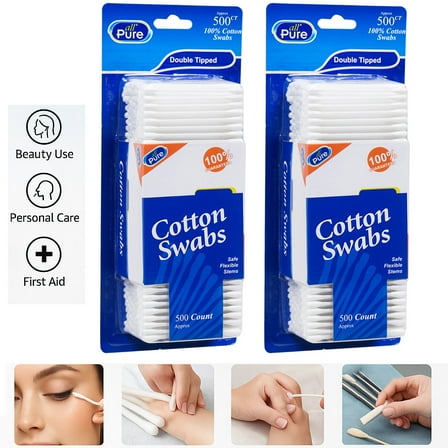 1000 Ct Cotton Swabs Buds Double Tipped Clean Ear Wax Remover Makeup Applicator