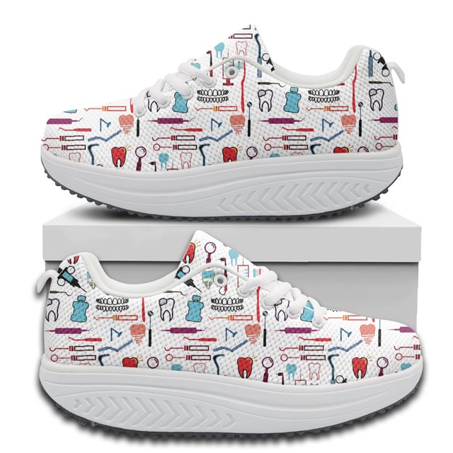 Kawaii Medical Device Illustration Pattern Autumn Winter Round Toe Vulcanized Shoes Brand Design Comfortable Lace Up Sneakers