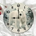 thumbnail image 2 of Soliyoahee Polar Bear Wall Clock 10inch Wooden Round Clock Living Room Decoration Silent No Ticking Sound Battery Powered for Living Room Kitchen Bathroom Office, 2 of 6