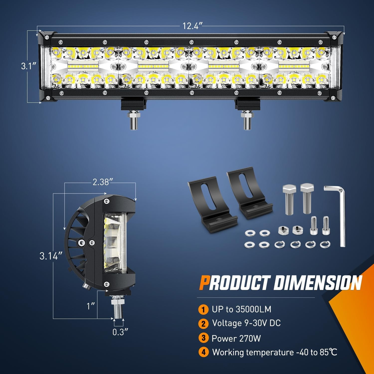 Nilight Side Shooter LED Light Bar 12Inch Triple Row Spot Flood Combo Lights Work Lighting with 5Pin Rocker Switch Wiring Harness Kit for Off Road Light on Truck SUV ATV UTV