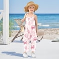 thumbnail image 5 of Girls' Jumpsuits Rompers Summer Casual Sleeveless Rompers With Pockets Spaghetti Strap Romper Pink Line Art Sea Life Pattern 6T, 5 of 7