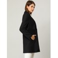 thumbnail image 4 of Abrigo Largo Abotonado De Manga Larga Con Solapa Con Muesca Clásica Invierno Para Mujer Negro XL, 4 of 6