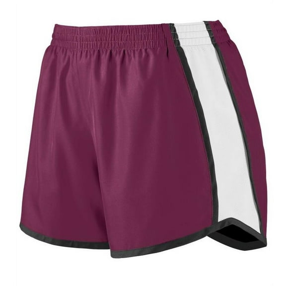 Augusta Sportswear Women's Standard Ladies Pulse Junior Fit Activewear Team Shorts, Maroon/White/Black, Medium