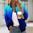 thumbnail image 2 of Women Lightweight Jacket Casual Zip Up Long Sleeve Coat Spring Fall Solid Color Trendy Work Clothes With Pockets Light Blue 2XL, 2 of 4