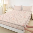 thumbnail image 3 of Homewish Chic Floral Flowers 4 Pieces Queen Sheet Sets for Adults Female Men,Spring Garden Blossoms Ultra Soft Flat Sheet,Abstract Geometric Plaid Queen Fitted Sheet,Super Cozy Room Decor, 3 of 7