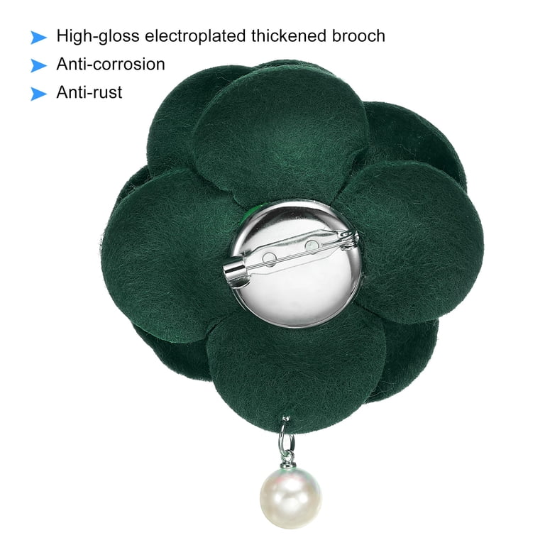 Uxcell Elegant Camellia Flower Brooches Fabric Artificial Pearl