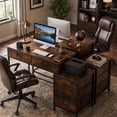 thumbnail image 2 of 51" Industrial Computer Desk with 5 Drawers & Printer Stand, Home Office Desk Study Desk,Rustic Brown, 2 of 9