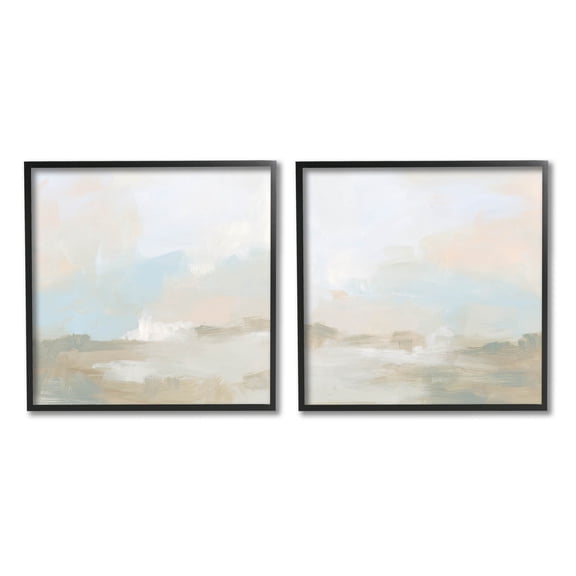 Stupell Industries Pastel Abstract Landscape Painting Black Framed Art Print Wall Art, Set of 2, Design by June Erica Vess