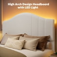 thumbnail image 4 of Pinmoco Full Upholstered Bed Frame with Adjustable Arc-shaped Headboard, LED Platform Bed, White Teddy Velvet, 4 of 10