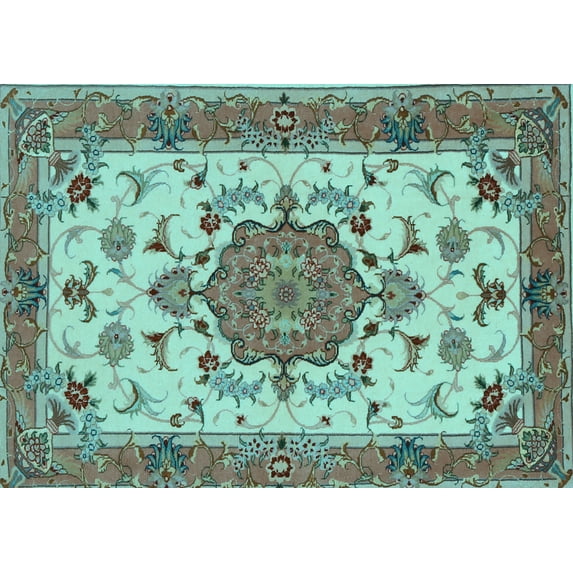 Ahgly Company Indoor Rectangle Persian Light Blue Traditional Area Rugs, 8' x 12'