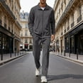 thumbnail image 2 of Men Full Zip Tracksuit Set Two Piece Long Sleeve Jacket and Pants Athletic Leisurewear Outfit for Daily Use, 2 of 5