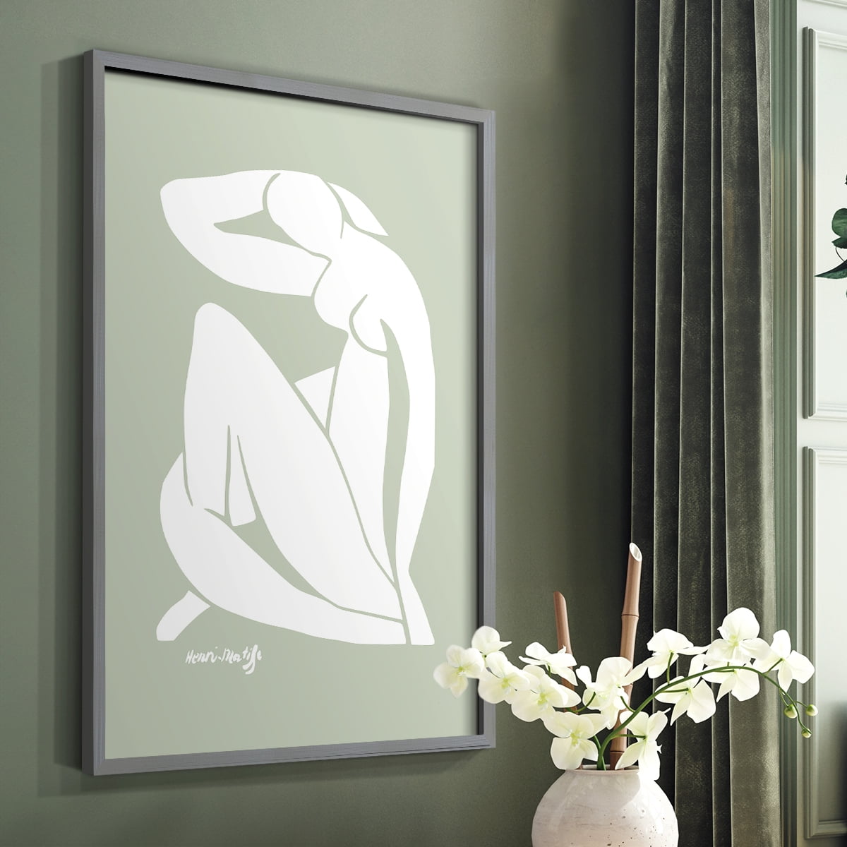 Matisse CDXCII in Gray Solid Wood Framed Print No Nail Hanging
