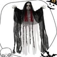 thumbnail image 2 of Motion-Sensor Hanging Ghost Doll with Witch Hat, Halloween Animated Scary Decoration for Indoor Outdoor Haunted House (Style C), 2 of 9