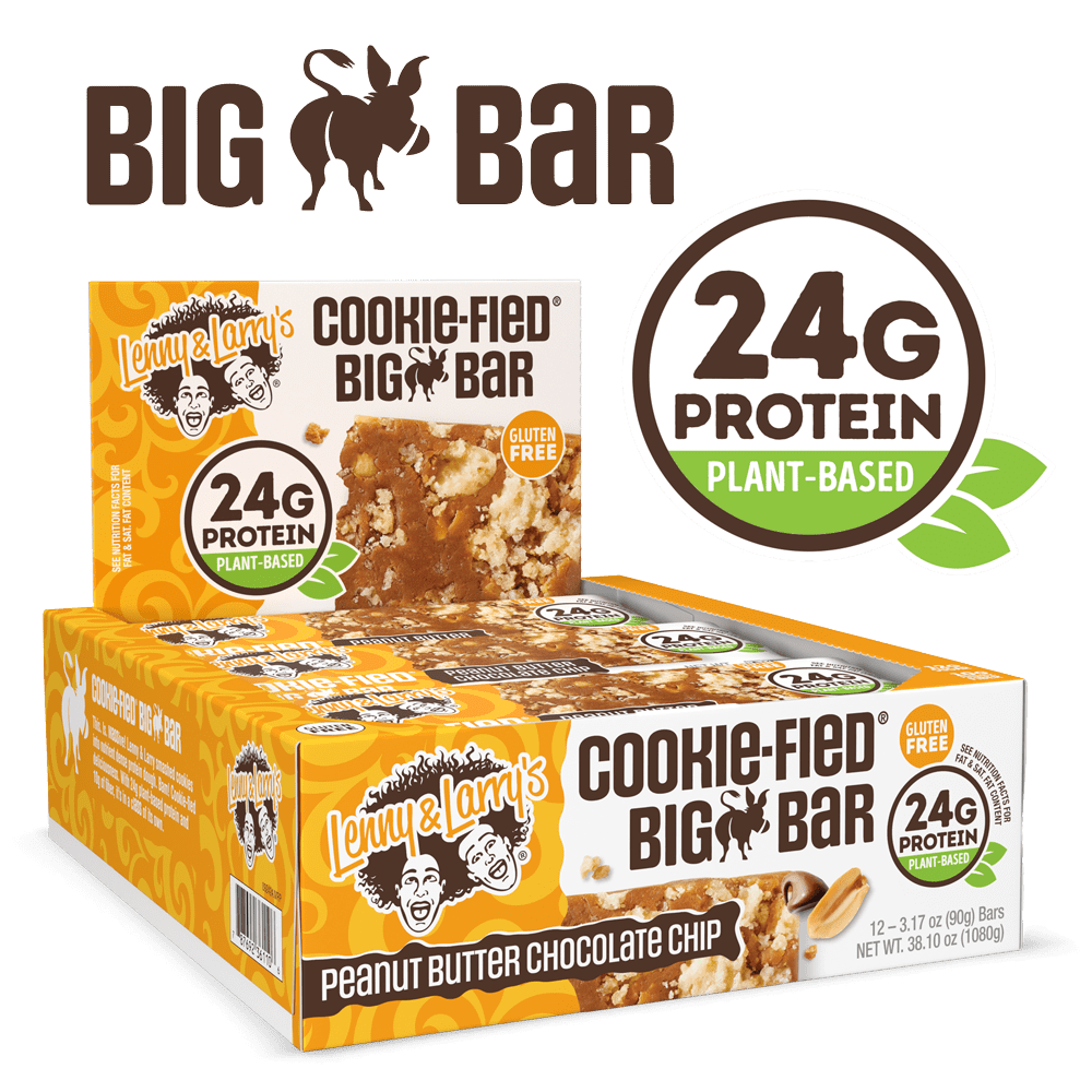 Cookie-fied Big Bar Peanut Butter Chocolate Chip, Plant-Based Protein Bar, Gluten-Free, Vegan and Non-GMO, 12 Count