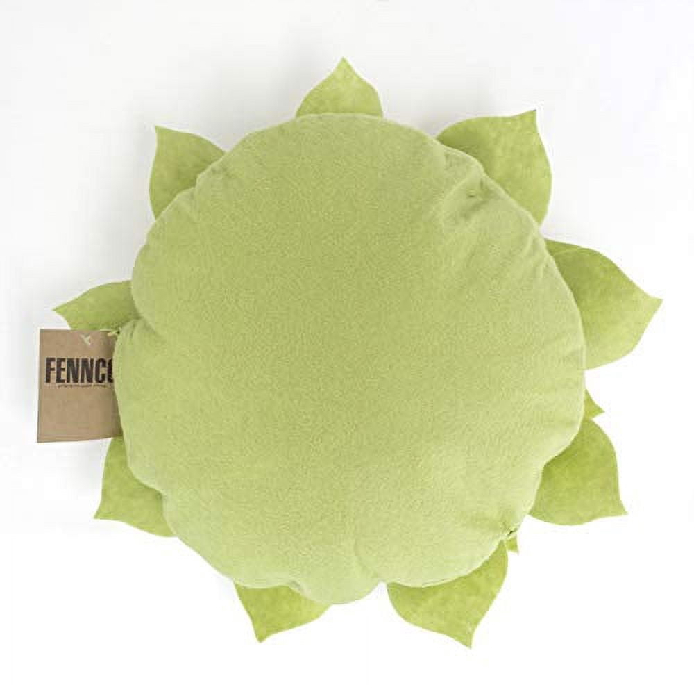 Fennco Styles Handmade 3D Heart-Shaped Petals Flower Decorative Throw Pillow Cover 13 Inch Round - Lime Floral Pillow Case for Couch, Home Décor, Bedroom Décor and Holiday, Housewarming Gift