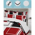 thumbnail image 4 of Red Black Geometric Queen Size Down Alternative Comforter, Lightweight Comforter Quilt Bedding Set with Pillow Shams Contemporary Gray Abstract Stripes All Seasons Bed Comforter Duvet Insert 90"x96", 4 of 7