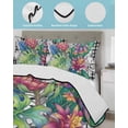 thumbnail image 3 of Full Size Quilt Bedding Set, Tropical Plant Reversible Summer Quilt 3 Pieces, Summer Watercolor Botanical Palm Leaf Plaid Lightweight Bedspreads Coverlets with 2 Pillow Shams for All Seasons, 3 of 5