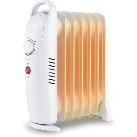 Oil Filled Heater, Portable Space Radiant Heater with Quiet Work, Overheat Safety, 700W Small Electric Heater for Bedroom, Indoor use