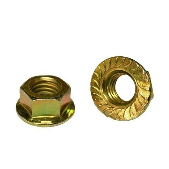 (100) 5/16-18 Hex Serrated Flange Nuts Grade 8 Zinc Yellow