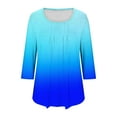 thumbnail image 6 of Blmnix Gradient Women T Shirts Teachers Loose Fit Long Sleeve Blue Plus Size Shirts for Curvy Women Scoop Neck Blouse, 6 of 6