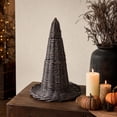 thumbnail image 4 of sruoe Halloween Woven Witch Hat Figurine, Rustic Wicker Style Tabletop Ornament, Gothic Fall Accent Decor, Halloween Home Decoration, Halloween Party Decor for Mantel，Coffee Table，Entryway, 4 of 7