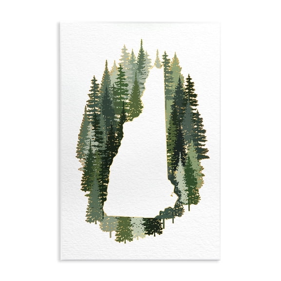 Stupell Industries Farmhouse New Hampshire State Outline Green Pine Tree Forest Wall Plaque Art, 13 x 19, by Ziwei Li