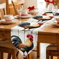thumbnail image 2 of Retro Rooster Table Runner Linen Burlap Table Runner 90 Inches Long Watercolor Vintage Rooster Art Dresser Scarves for Kitchen Island Coffee Dining Room Party Wedding Banquet Holiday Decor 13"x90", 2 of 8