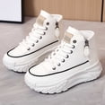 thumbnail image 4 of Women's Fashion Platform High Top Sneakers Casual Lace Up Canvas Shoes Comfortable Daily Walking Shoes For Women, 4 of 6
