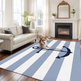 thumbnail image 3 of 5x7 Washable Area Rug, Nautical Anchor Non-Slip Large Rectangle Rug for Living Room Bedroom, Sky Blue and White Striped Indoor Floor Mat for Home Decor, 3 of 9