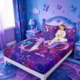 thumbnail image 3 of meiyoeat 3D Cartoon Neon Monogrammed M Bed SheetsVintage Botanical Flower Full Size Sheets For Girl,4 Pieces,1 Flat Sheet,1 Fitted Sheet and 2 Pillowcases, 3 of 6