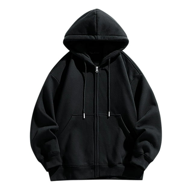 KIHOUT Men's Hoodies Jackets, Moisture Wicking & Breathable, Full Zip Solid Color Hooded Sweatshirt