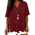 thumbnail image 3 of Avtoify Women's Solid Color Round Neck 3/4 Sleeve Pullover Sweater Women's Top, 3 of 7