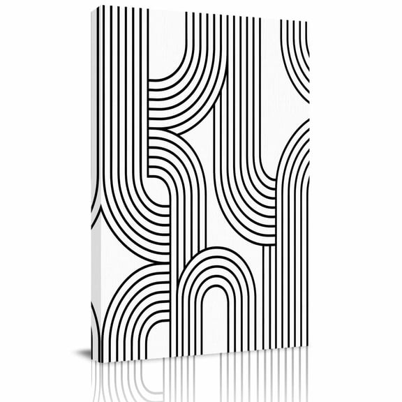Canvas Wall Art, Black White Stripes Framed Canvas Prints for Kitchen Bedroom, Modern Minimalist Abstract Striped Small Gallery Wrapped Wall Decor for Home Office, Gifts, 8"x12" Ship Next Day