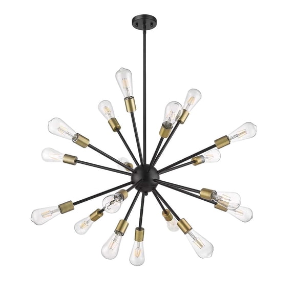 Vivio Lighting Odyssey 18-Light Modern Matte Black and Gold Sputnik Chandeliers