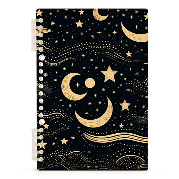 Crescent Moon and Star Spiral Notebooks 60 Sheets 120 Pages A5 Journal Notepad 8.3x5.7 Inch Thick Adjustable College Ruled Paper