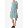 thumbnail image 3 of Robe T-Shirt Ample à Manches Courtes Col Bateau Longueur Genou avec Poche pour Femmes, 3 of 6