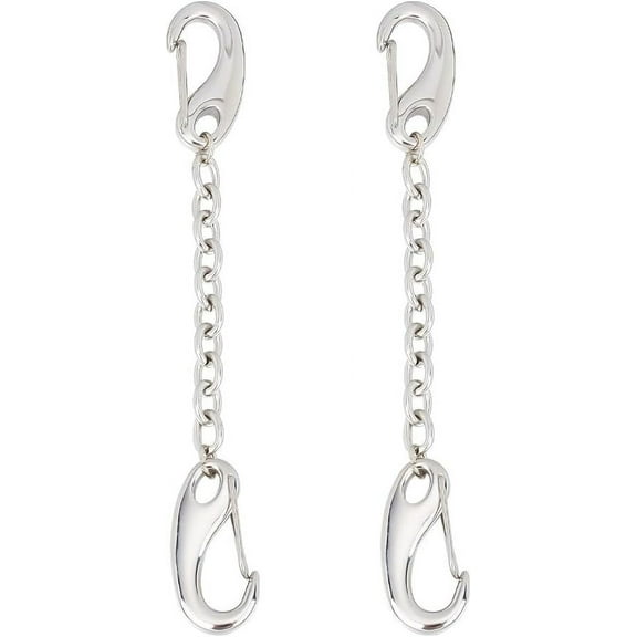 304 Stainless Steel Cable Chain Dog Collar Safety Clips Dog Harness Connector with Push Gate Snap Keychain Clasp Stainless Steel Color 155mm 2pcs/set