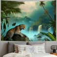 thumbnail image 2 of Creowell  Cheetah Jungle Tapestry Wall Hanging,Fantasy Forest Animal in Tropical Rainforest Landscape Wall Art for Room Dorm Decor Living Room Bedroom 40x60inch, 2 of 6