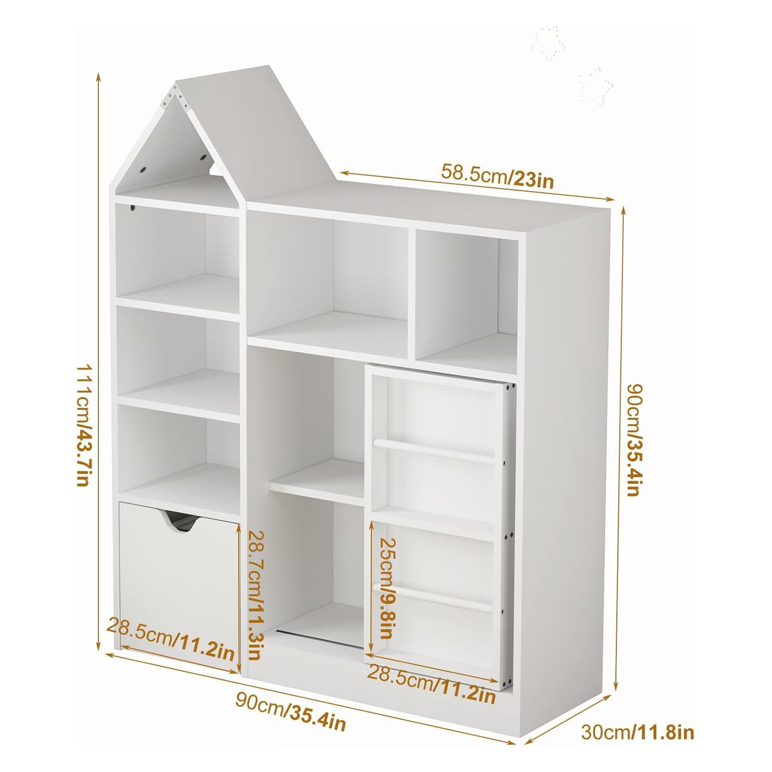 Roromall Kids Toy Storage Organizer & Bookshelf, Floor Storage Cabinet Toy Chest with Movable Drawers, Bookcase with Cubbies Toy Box, for Playroom, Bedroom, Classroom, Library