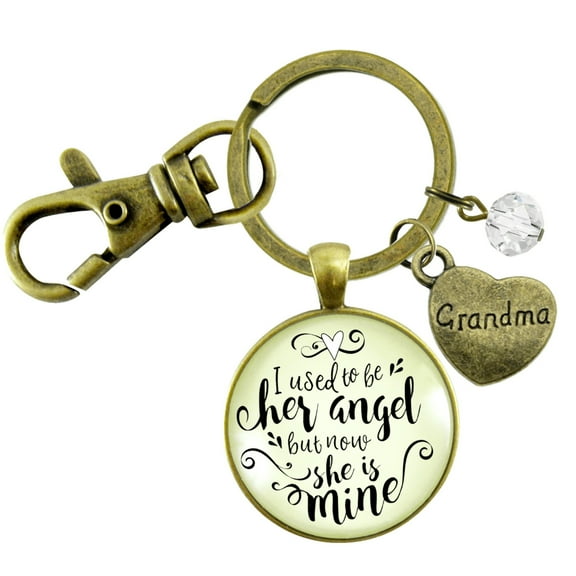 Grandma Memorial Keychain I Used to Be Her Angel Now She's Mine Sympathy Gift