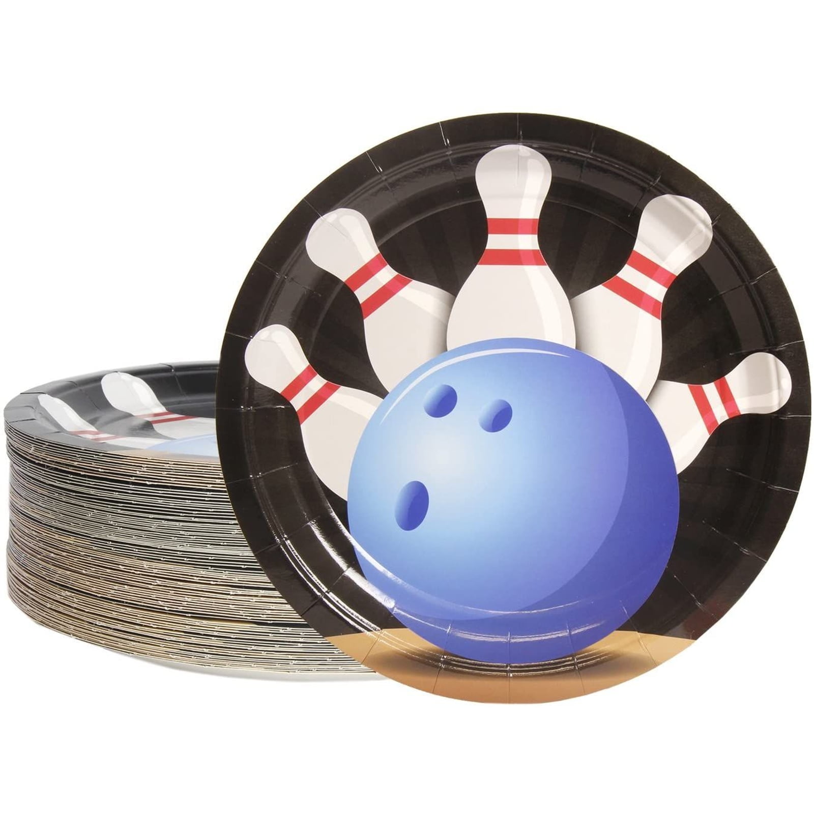 Disposable Plates 80Count Paper Plates, Bowling Party Supplies for