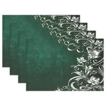 Ryvnso Placemats Set of 4 Art Silver Green Dining Mats Heat-Resistant Non-Slip Washable Table Mat