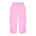 thumbnail image 6 of NinXxx Women's High Waisted Slim Wide Leg Cropped Slacks Thin Medium Pink M, 6 of 6
