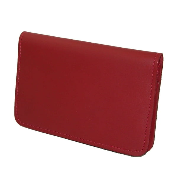 MTL Leather Top Stub Checkbook Cover, Red