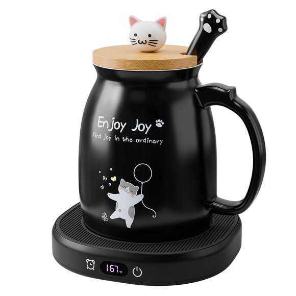 Calentador de Tazas Bsigo Gato Lindo con Taza de Cerámica 200ml 4 Temperaturas