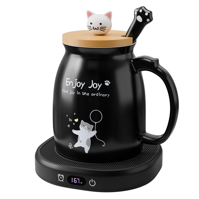 Calentador de Tazas Bsigo Gato Lindo con Taza de Cerámica 200ml 4 Temperaturas